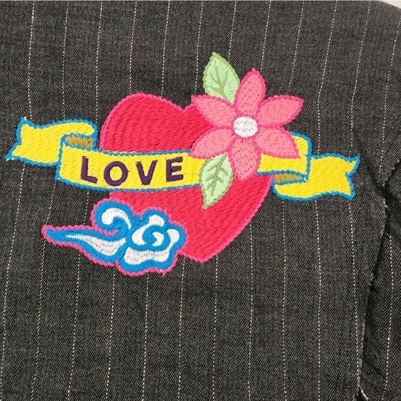 Lucca NWOT Frayed Distressed Embroidered Bird & Flower Jacket - Picture 7 of 10